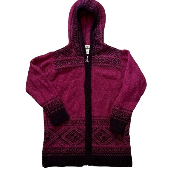 Aran Craft Merino Wool Zip Front Hood Wool Sweater S - Picture 3 of 6